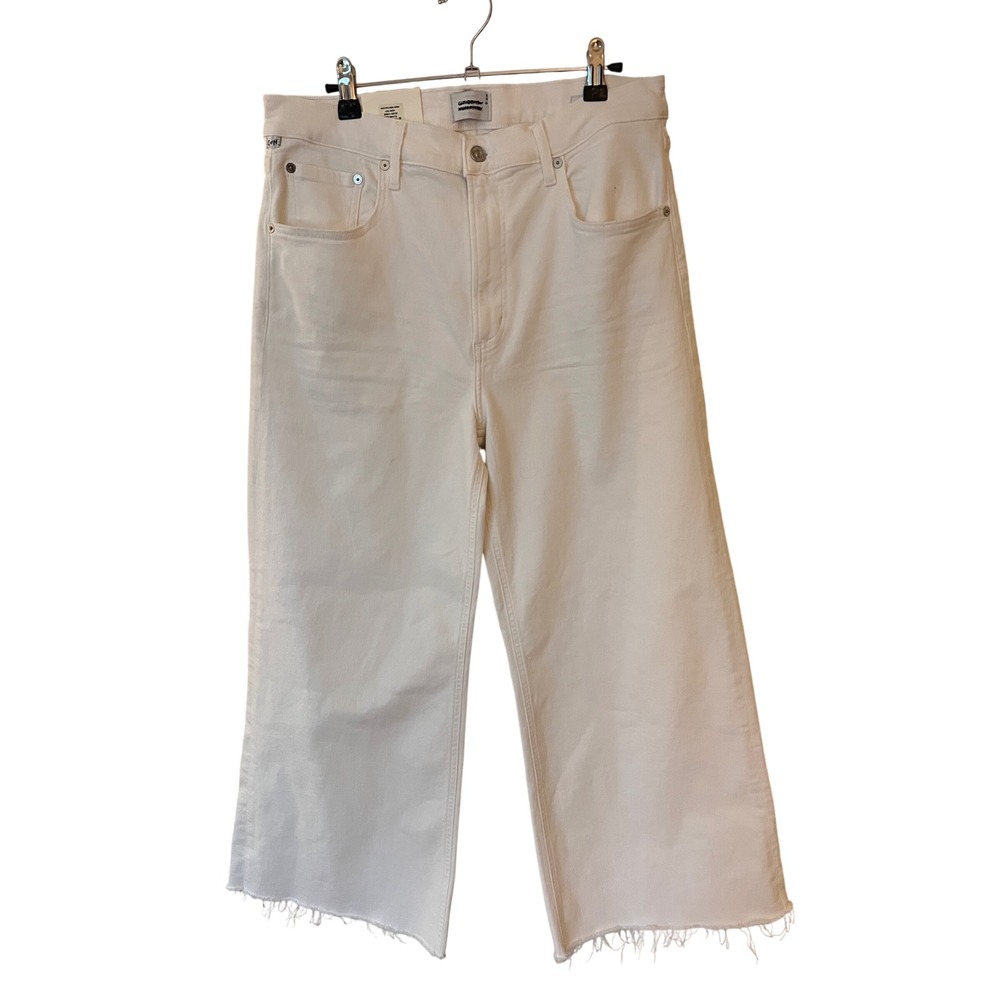 Citizens of Humanity Lyra Wide Leg Crop Soft White Raw Hem Size 30 - Picture 5 of 10